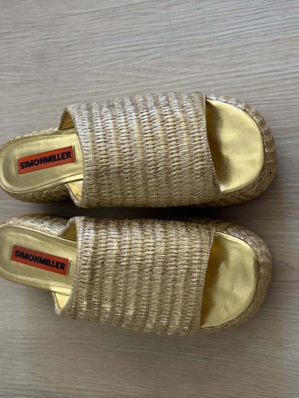 Simon Miller Gold Raffia Platform Mules | Women's EU 38/US 8